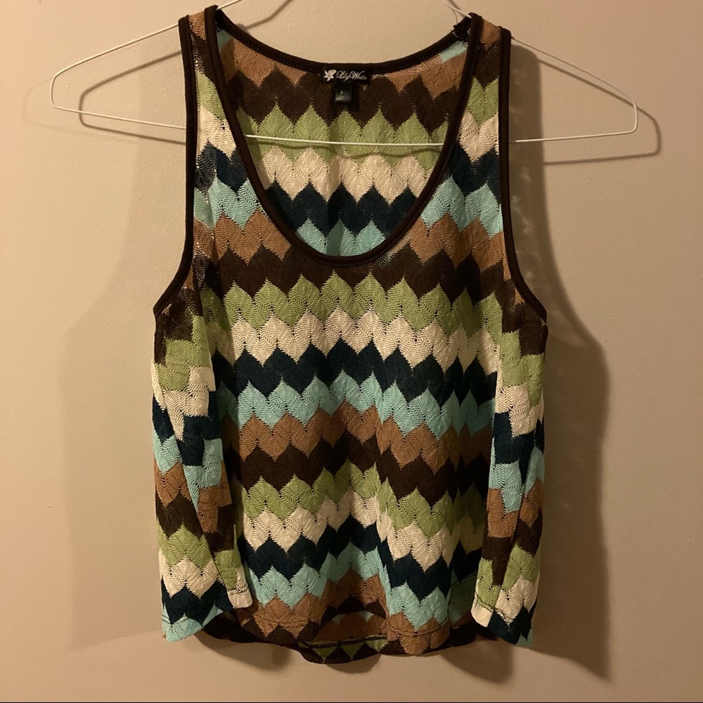 Lily White Zigzag Colorful Striped Tank